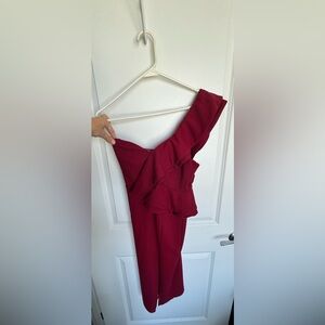 Red one shoulder dress